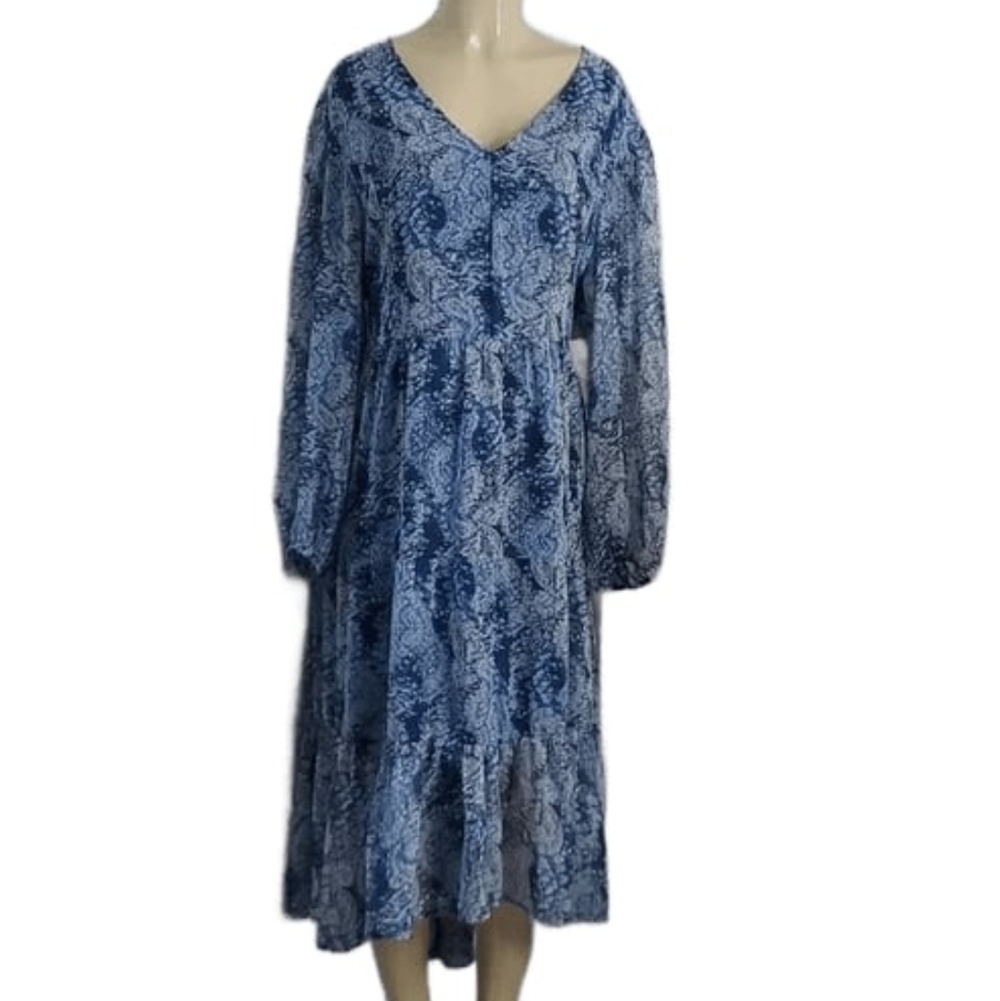 NWT Joie Parisian Paisley Printed Blue Boho Dress Size XXL